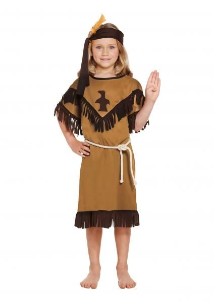 Kinderkost&uuml;m Amerikanisches Indianerm&auml;dchen, Mittel, 7-9 Jahre