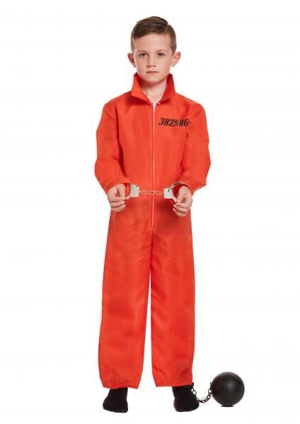 Kinderkost&uuml;m Gefangener Overall Orange, Medium, 7-9 Jahre