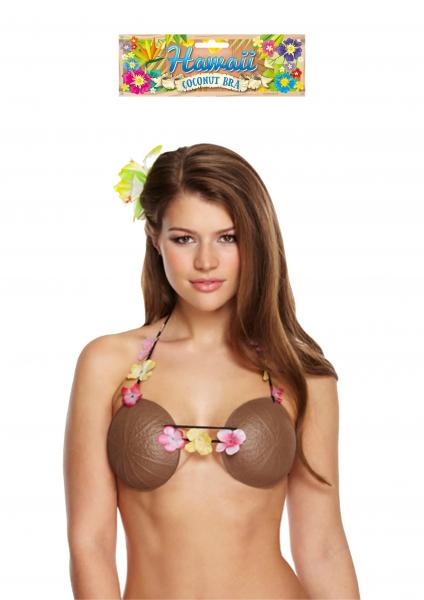 Kokosnuss-BH f&uuml;r Erwachsene mit Blumen &ndash; tropisches Party-Accessoire