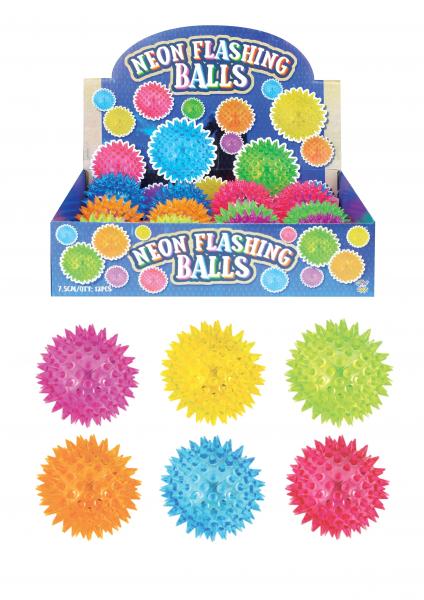 LED Leuchtball f&uuml;r Hunde, Spikey Robuster Spielball mit Licht, 7,5 cm, 6Er-Pack, Mehrfarbig