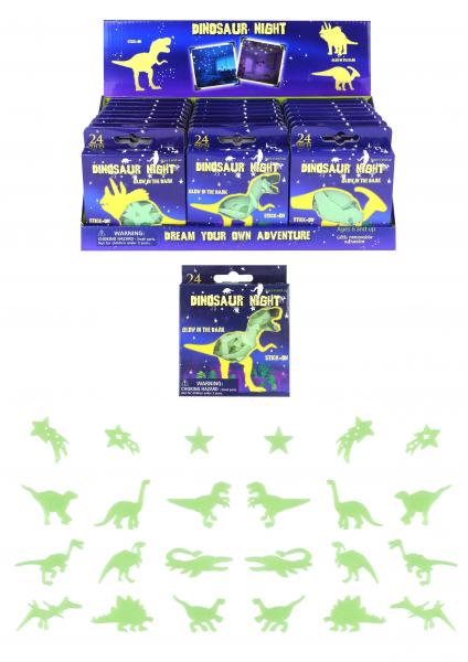 Leuchtende Dinosaurier G.I.D., 5-6,5 cm, Box mit 24 Teilen - Spannendes Nachtlicht-Spielzeug