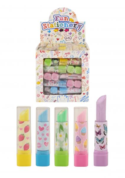 Lippenstift Kaugummi, 7 cm, 5 verschiedene Farben, Packung mit 5 St&uuml;ck