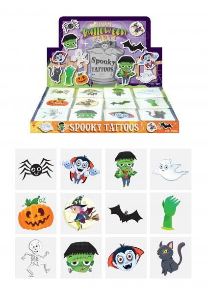 Mini-Halloween-Tattoos, 4 cm, 12 verschiedene Teile