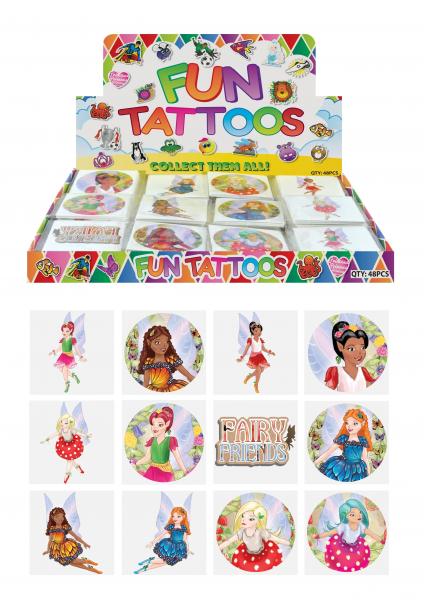 Mini tattoos fairy design, 4 cm, 12 different styles, temporary children's tattoos, skin-friendly