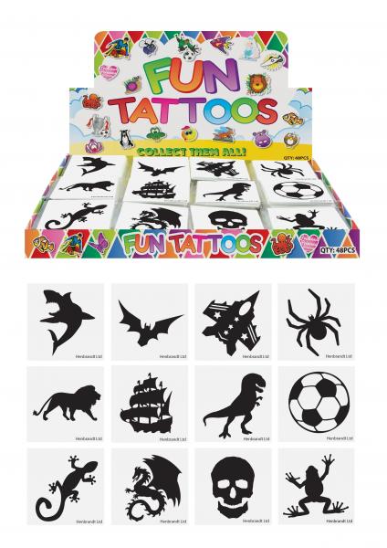 Mini-Tattoos f&uuml;r Jungen 4 cm &ndash; 12Er-Set, sortierte Designs, kinderfreundlich