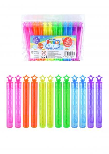 Neonfarbene Seifenblasenr&ouml;hren 4Ml, 10,5Cm, Steril, 6Er-Pack - Partyzubeh&ouml;r