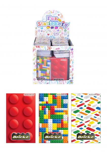 Notizbuch Brickz 9,3 x 5,5 cm &ndash; 3 verschiedene Designs, kompakt und farbenfroh