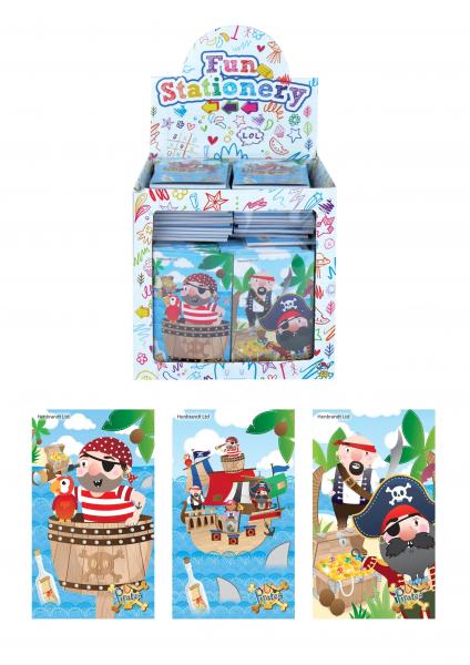 Notizbuch Pirat, Mini-Taschenformat, 9,3 x 5,5 cm, 3 Varianten, Kindergeburtstag, Partygeschenk