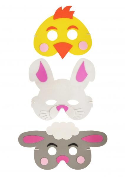 Ostermasken Eva-Schaum - 3 Verschiedene Motive F&uuml;r Ostern
