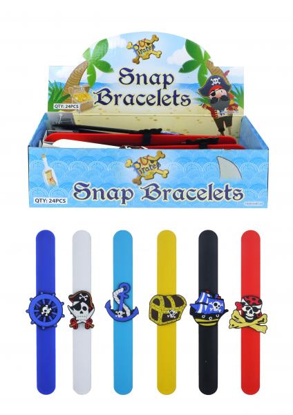 Pirate armband with snap fastener, 23 cm x 2.5 cm, 6 different designs - Fashionable pirate accessories for children