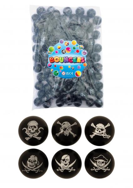 Piraten-Jetball 3,3 cm, 6 verschiedene Designs, hochgesprungener Miniball f&uuml;r Themenspiele und Geschenke