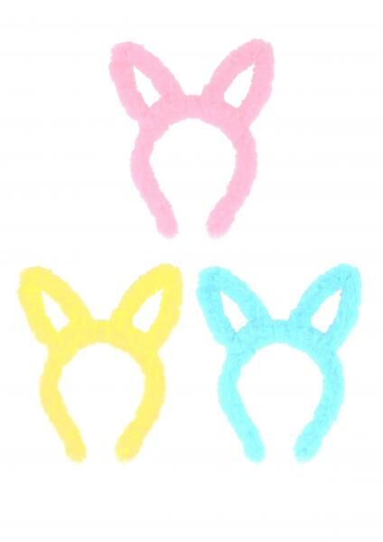 Pl&uuml;sch Hasenohren Stirnband, Weicher Fellimitat, 25 cm x 19 cm, in 3 Teilen