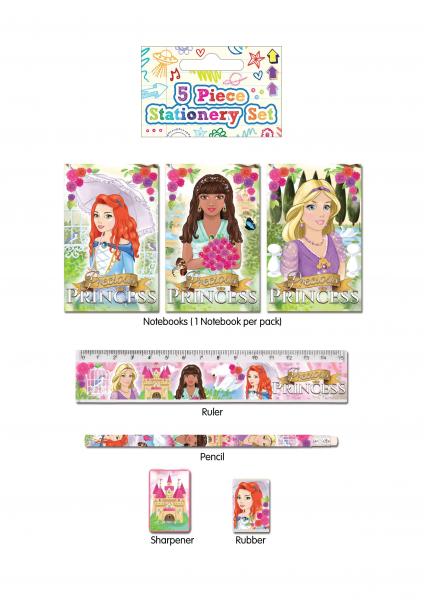 Prinzessin Briefpapier-Set, 5-teilig &ndash; Schreibwaren f&uuml;r Kinder, Geschenkidee