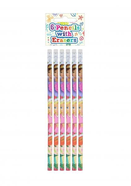 Prinzessin Vollgr&ouml;&szlig;e Bleistift-Set Mit Radiergummi, 6-teiliges Paket