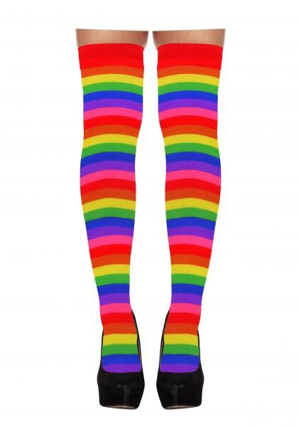 Regenbogen Halterlose Str&uuml;mpfe F&uuml;r Erwachsene - Bunte Kniestr&uuml;mpfe, Perfekt F&uuml;r Kost&uuml;me