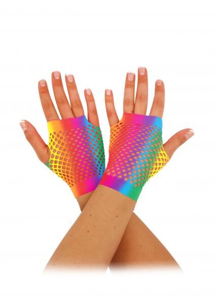 Regenbogen Netz-Handschuhe F&uuml;r Erwachsene - Bunte Pride Accessories