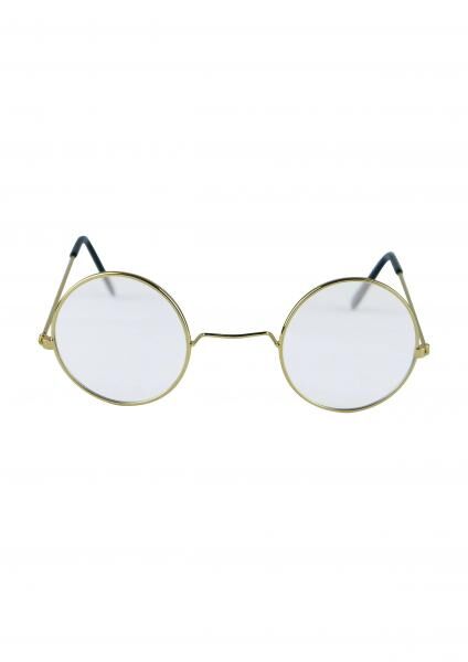 Runde goldfarbene Brille f&uuml;r Erwachsene mit klaren Gl&auml;sern | Elegante Designerbrille Gestel