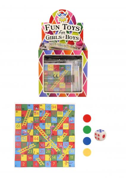 Schlangen- und Leiternspiel, 4 W&uuml;rfel, 8,5 x 9 cm &ndash; klassisches Brettspiel f&uuml;r Familienspa&szlig; und Partys
