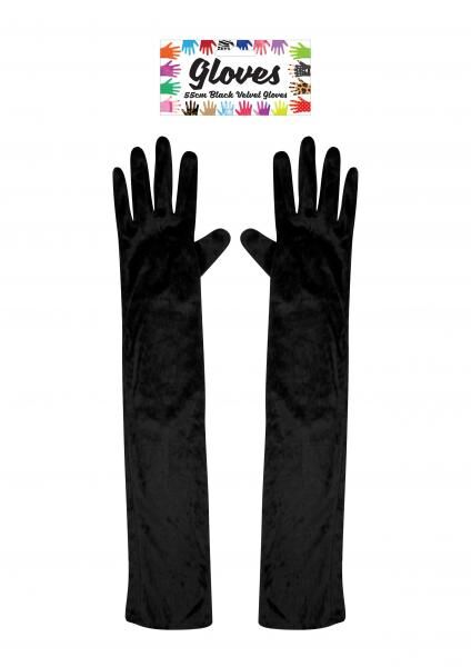 Schwarze Samthandschuhe, lang 55 cm, f&uuml;r Erwachsene &ndash; Elegantes Accessoire