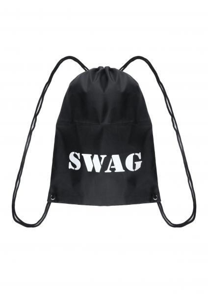 Schwarze Tasche mit Aufdruck, Swag-Design, Tragetasche 40 x 30 cm, stilvoll und praktisch