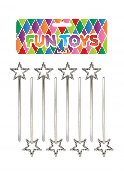 Silberner Stern-Zauberstab, 16,5 cm - Zauberhaftes Accessoire f&uuml;r Kinderpartys