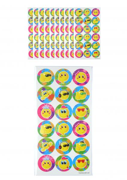 Smiley Face Aufkleber, 2,5 cm, 18 St&uuml;ck Pro Blatt, Fr&ouml;hliche Emoji Sticker