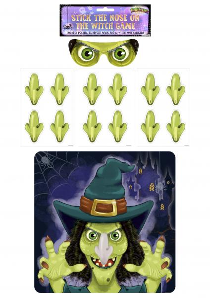 Spiel 'Nase An Die Hexe', 14-teilig, Halloween-Partyspiel
