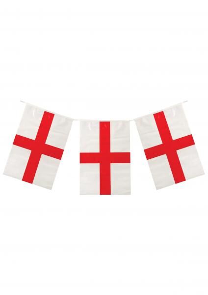 St.-Georgs-Wimpelkette, 4 m, mit 11 PVC-Flaggen 20 x 30 cm &ndash; nationale Partydekoration