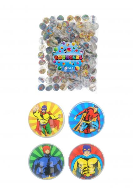 Super Hero Ball Jet 3,3 cm &ndash; 4 sortierte Farben, Comic-Helden Sprungb&auml;lle f&uuml;r Kinder
