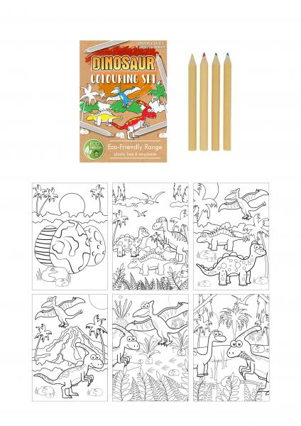 Umweltfreundliches Malset Dinosaurier A6, 14x10 cm, Umweltfreundliches Kinder-Bastelset