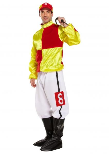 Verkleidung Erwachsener Jockey Rot/Gelb - Kost&uuml;m F&uuml;r Erwachsene, Rennreiter Outfit