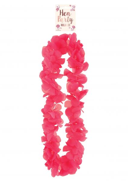 Warmrosa Hula Lei, 100 cm mit 9 cm Bl&uuml;tenbl&auml;ttern &ndash; Hawaii-Partyzubeh&ouml;r