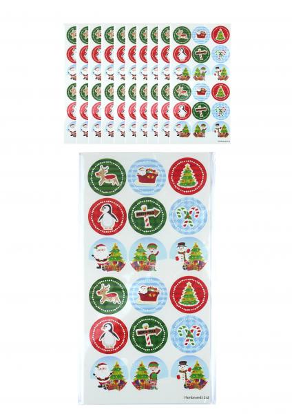 Weihnachtsaufkleber-Set, 2,5 cm, 18 St&uuml;ck Pro Blatt, Festliche Motive