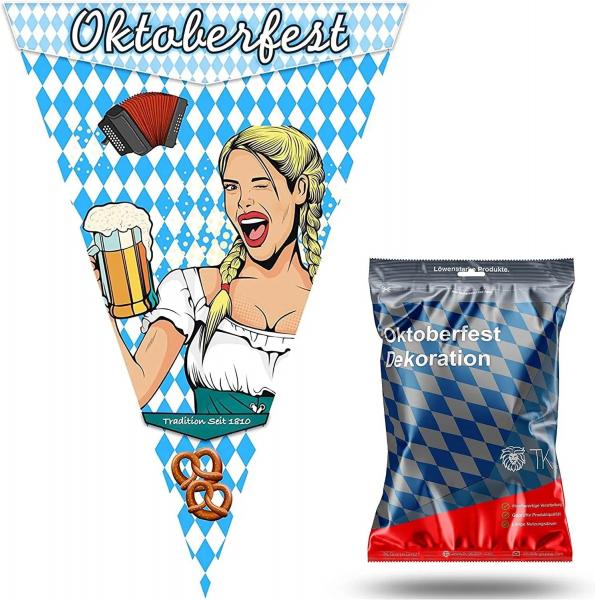 XXL 150 x 90 cm Wimpel Dreieck Wiesn Deko Dekoration zum Aufh&auml;ngen f&uuml;r Ihr Oktoberfest Dahoam (Wimpel)