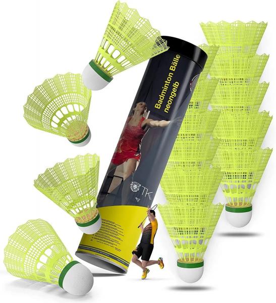 12x Federb&auml;lle gelb Badmintonb&auml;lle f&uuml;r Training & Wettkampf Badminton - f&uuml;r Outdoor & Indoor (12x)