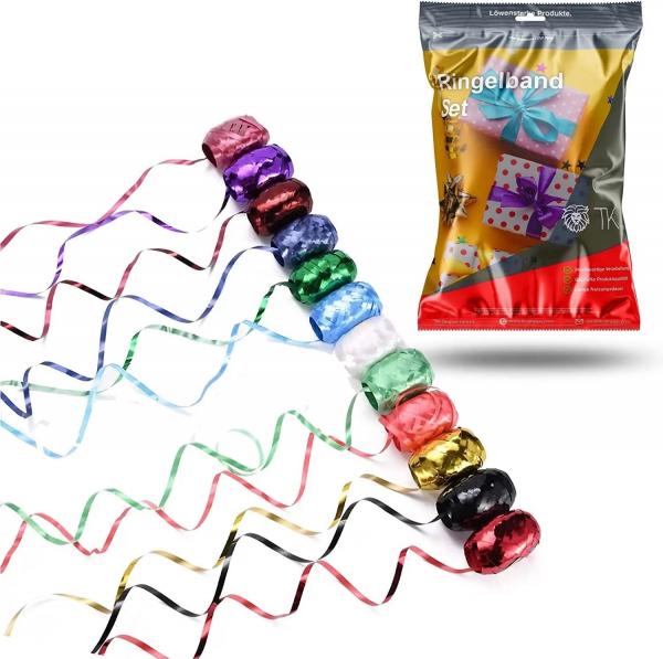 18x Geschenkband Kr&auml;uselband Ringelband Set je 20 Meter Rolle - Geschenk B&auml;nder - zum Dekorieren & Verpacken von Geschenken - Weihnachten