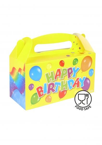 &bdquo;Happy Birthday&ldquo;-Lunchbox, 22,5 L x 9,5 B x 12 H cm, festlicher und langlebiger Lebensmittelbeh&auml;lter