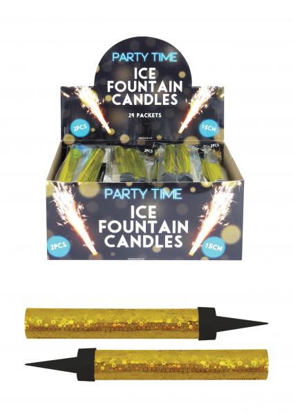 Font&auml;ne Ice Gold Sparkling 15 cm mit Erdspie&szlig; - Goldregen Feuerwerk
