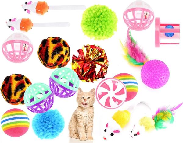 Katzenspielzeug Set - Spielzeug f&uuml;r div. Katzen zur Besch&auml;ftigung & Selbstbesch&auml;ftigung Maus - Spiel & Spa&szlig; mit dem Haustier