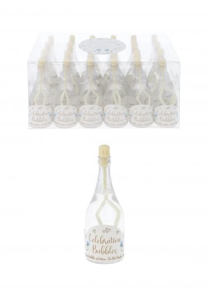 Klare Seifenblasenflasche 32ml, 9cm mit cremefarbenem Stopfen, ideal f&uuml;r Partys und Events