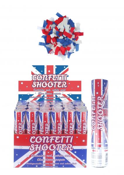 Konfetti-Shooter Union Jack 20cm &ndash; Party-Kanone mit britischem Flair