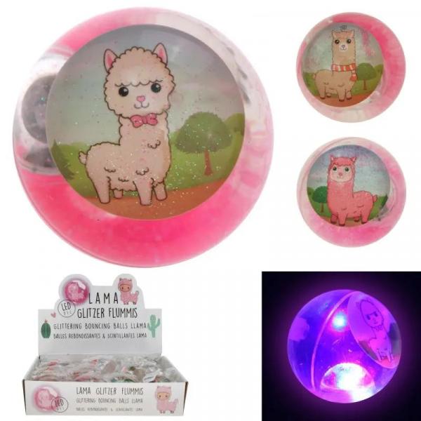 LED Glitzer Flummi Lama 65 mm