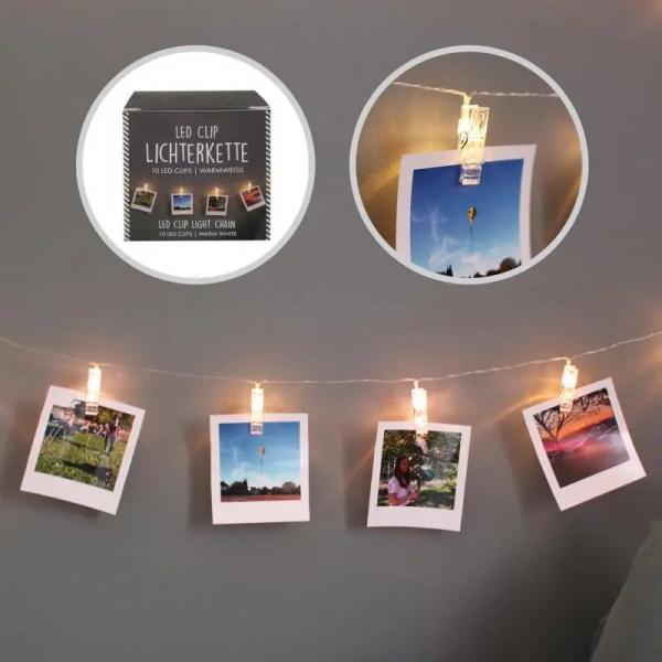 LED Lichterkette mit W&auml;scheklammern