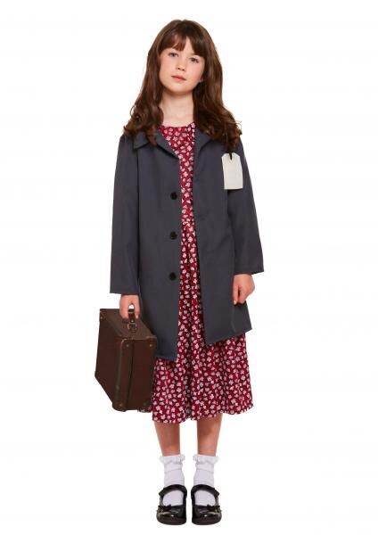 M&auml;dchen Evakuierungs-Kost&uuml;m Mit Jacke, Gr&ouml;&szlig;e 10-12 Jahre - Historical Outfit
