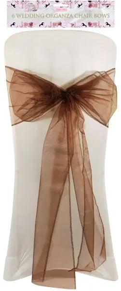 Organza Stuhlschleife Schokoladenfarbe, 22 cm x 3 m - Dekorative Hochzeit & Event Stuhldekoration