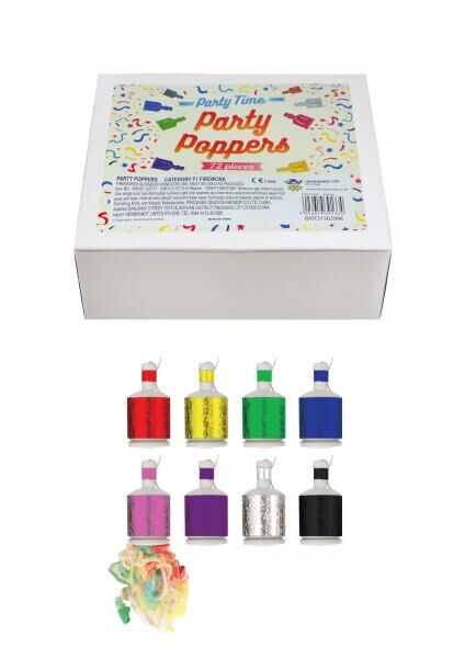 Party-Popper 8 Gemischte Farben Holo - Konfetti-Kanonen F&uuml;r Feiern