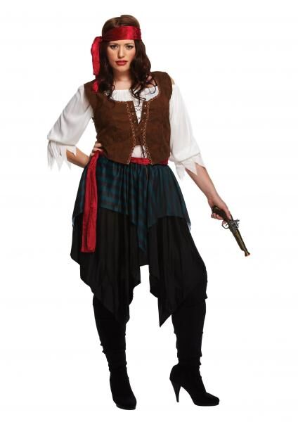 Plus Size Damen Piratenkost&uuml;m Karibik - Erwachsene Piratenverkleidung