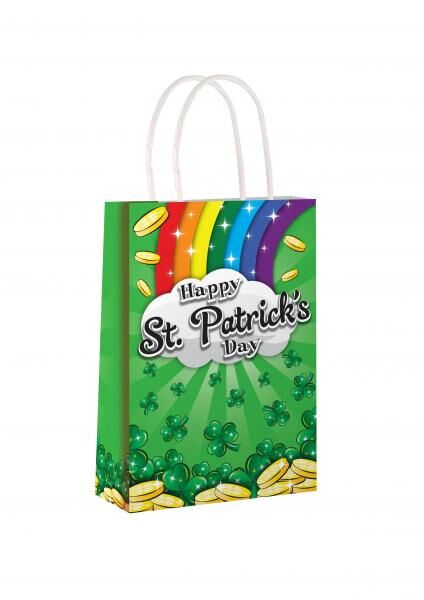 St. Patricks Tasche Mit Griff 14x21x7 cm - Festliche Geschenktasche, Gr&uuml;n