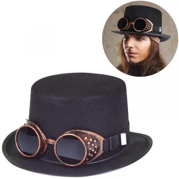 "Steampunk" Zylinderhut mit Brille