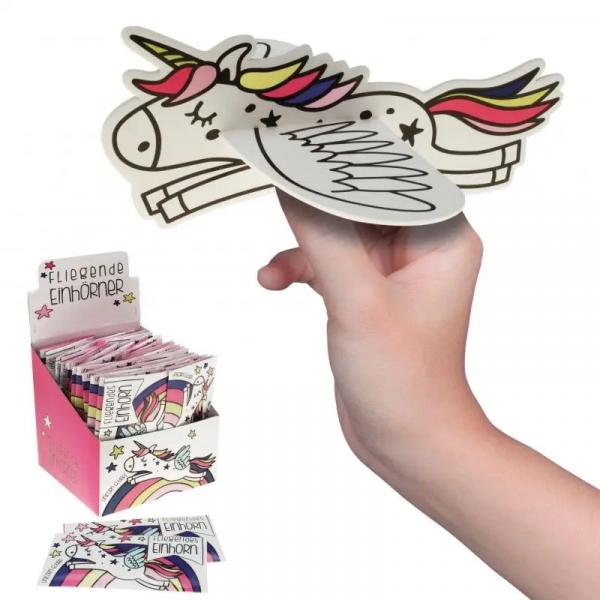 Styrofoam airplane with unicorn design, 16 cm